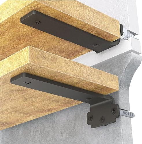 WELDUN 6 Stücke Regalhalterung Regalträger 15 cm, Schwerlast L Regalwinkel für die Wandmontage, Tragkraft 75 KG, Schwarz, Model A