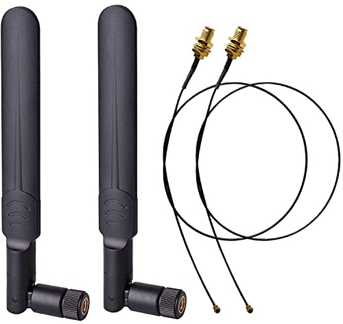 Greluma 2 x 8dBi 2,4GHz 5GHz 5,8GHz Dual Band WiFi RP-SMA Antenne+2 x 21CM U.FL/IPEX zu RP SMA Buchse Pigtail Kabel für Mini PCIe Card Wireless Router PC Repeater Desktop FPV UAV Drone P-S4 Bauen