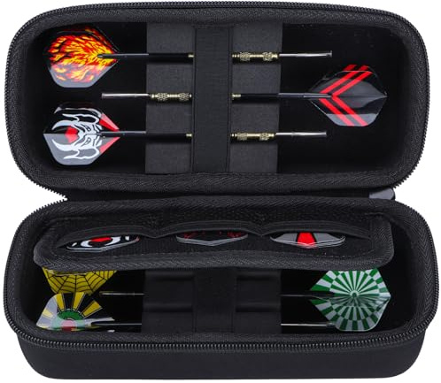 Lebakort Hart Hülle Dartpfeile Etui für 6 Stück Steel Darts & Weiche Darts | Eingebaute Speicher Rohre und Taschen für Flights, Spitzen, Schäfte, Darts Tragbare Aufbewahrungshülle, Hartschalen-Schutz