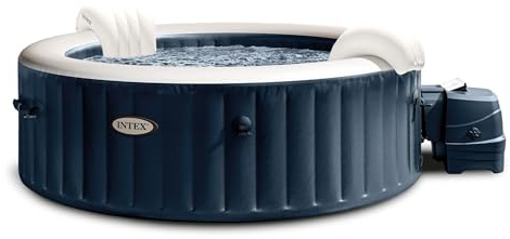 Intex 28432EX - Whirlpool aufblasbar PureSpa Bubble Massage, 6 Personen, 170 Düsen, Heizung, PVC, Navyblau, ⌀ 216x71 cm