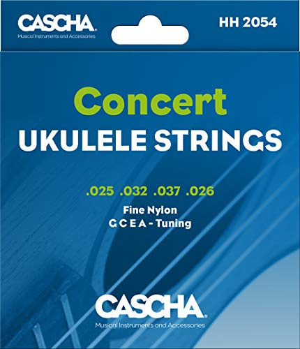 Cascha Konzert Ukulele-Saiten-Set I Premium-Nylon-Saiten für Konzert-Ukulelen I sehr gute Klang-Qualität & hohe Lebensdauer I hochwertiges 4er Saiten-Set G-C-E-A I Concert Ukulele Strings 4 Stück