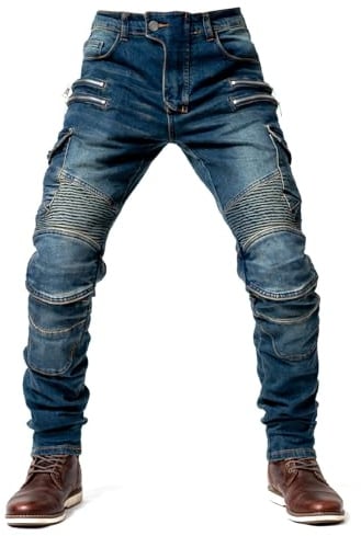oFzimTo Motorrad-Jeanshose Für Herren, Stretch Motorrad Jeans Herren mit Geradem Bein, Motorradhose für Motorradfahrer