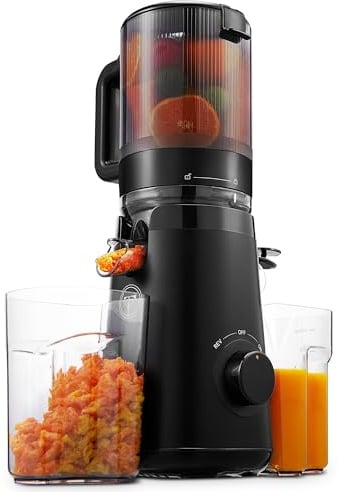 TUUMIIST Entsafter‚ Slow Juicer mit 135mm Extra Großem Einfüllschacht, Entsafter Gemüse und Obst Testsieger anwendbar Ganzes Obst und Gemüse, Saftpresse BPA-Frei, Glanzschwarz