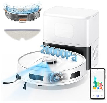 PuraLuce R11 Saugroboter mit Wischfunktion mit Kartenmapping, 16000Pa, Selbstentleerungsstation 90 Tage, Autoladender Staubsauger Roboter für Teppiche/Böden/Tierhaare