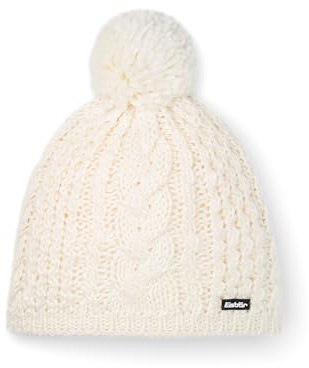 Eisbär Mütze Damen Afra Pompon - Merino Wollmütze für Frauen mit Fleece schützt vor Kälte und Wind - Bommelmütze Pudelmütze mit Zopfmuster Bequeme Strickmütze