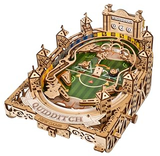 Ugears Quidditch Pinball 3D Puzzle Holz - 3D Holzpuzzle Harry Potter Flipper Maschine Modellbausatz Erwachsene Flipperautomat - Harry Potter Geschenke Holzpuzzle Erwachsene für Geburtstag - 402 Teile