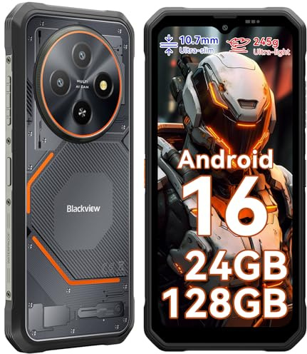 Blackview Fort 2 Outdoor Handy Android 16, 24(8+16) GB+128GB/2TB, Ultra-Dünn 10.7 mm Outdoor Smartphone Ohne Vertrag, Gemini AI, 6.56" HD+90 Hz, IP69K Wasserdicht 16MP+13MP, 4G Dual/NFC/OTG/GPS/245g