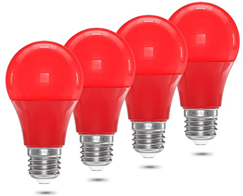 Klarlight 9W E27 Farbige Glühbirnen 9w A60/A19 LED Glühbirne Rot Farbige E26 LED Glühbirne 720LM 4er Pack Dekorative Led Lampe für Partys, Bühnen, Innendekorationen