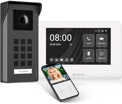 Entri Video Türsprechanlage, Aufputz Türklingel mit Kamera, Smartphone App, 1 Familienhaus, Video Türklingel, 7 Zoll HD-Monitor, Full HD Kamera, Gegensprechanlage mit Türöffner und Klingel 2 Draht