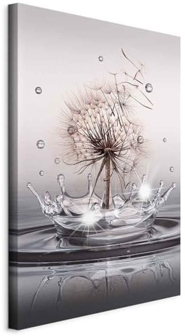 murando - Wandbilder XXL Pusteblume 40x60 cm 1 tlg - Vlies Leinwandbild Kunstdruck modern Bilder Wanddeko Wohnzimmer Schlafzimmer Bild - Natur Wassertropfen Blumen Löwenzahn Tautropfen b-C-0732-b-a