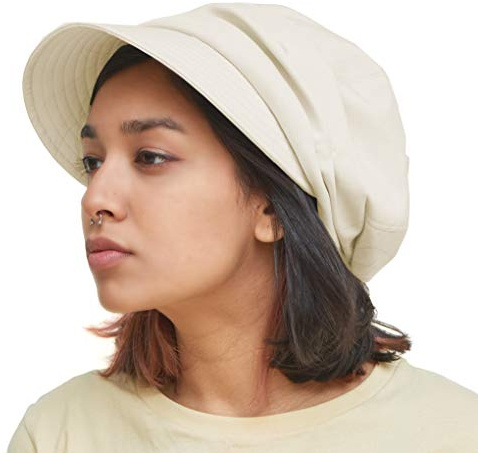 CHARM Bio-Baumwolle Sonnenhut für Frauen Sommermütze | Sommer Kappe, Cap, Frühling Ballonmütze, Klappvisier mit UV-Schutz, Sonnenschutz, Chemo Hut, Empfindliche Haut