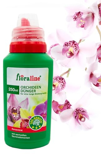 floraline® | Spezial - Flüssigdünger für Orchideen | ganzjährig optimale Nährstoffe für Ihre Orchidee ohne Überdüngung | 250ml Orchideendünger mit Dosierkappe