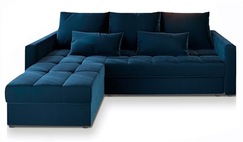 Masseno Ecksofa KOS PIK mit Schlaffunktion L-Form, Sofa mit Bettkasten, Wohnzimmersofa, Couch, Soffa, Bettsofa, Couchgarnitur- Blau, Kronos 09