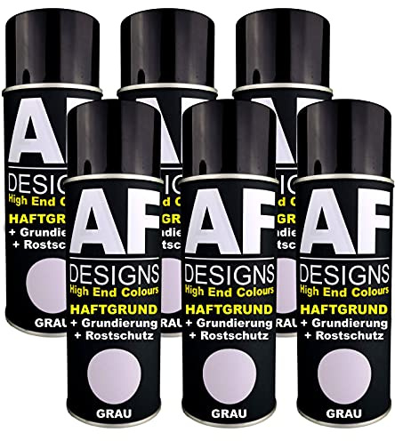 Alex Flittner Designs 6x Haftgrund Spraydose grau Grundierung Rostschutz | 6x Haftgrund Spraydose mit ausgezeichneter Haftung