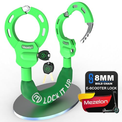 Mezelon E Scooter Schloss 8mm | Fahrradschloss | Hochsicherheits-Schlösser | Handschellenschloss | Hochbelastbare Schlösser für E Scooter/Fahrräder/E-Bike/Motorrad
