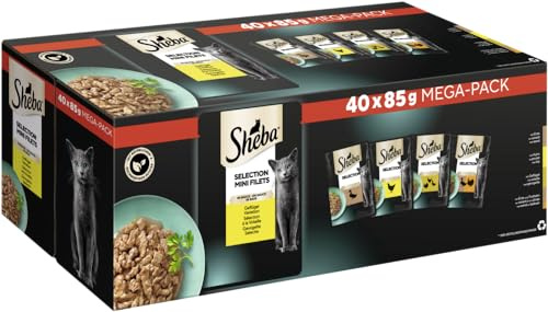 SHEBA Adult Katzenfutter nass - 40x85g Portionsbeutel - Geflügel Variation in Sauce - Nassfutter für Katzen - 1 Großpackung