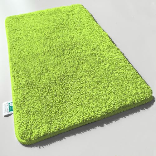 Floordirekt Badematte Sky - Badezimmerteppich - Weicher, dichter Hochflor - Rutschhemmend & Schnell trocknend - Geeignet für Fußbodenheizung - Eckig & Rund (50 x 80 cm, Apfelgrün)