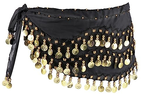 JSMTKJ Damen Bauchtanz Gürtel, Bauchtanz Kostüm Hüfttuch, Damen Profi Bauchtanz Hüfttuch mit Münzen für Bühnen Show, Party, Feier