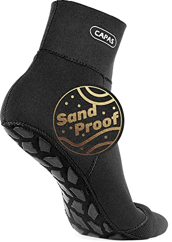 CAPAS Wasserdichte Neopren Socken, 2 mm, für Strand, Volleyball, Sanddichte Socken, Neoprenanzug, Schnorchelsocken, hält warm für Männer (DE/NL/SE/PL, Alphanumerisch, XL, Regular, Regular, Schwarz)