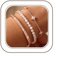 ORAZIO 3 Stück Armband Damen Gold/Silber/Rosegold Armreif Gold | Edelstahl Armbänder Armreifen Damen Cubic Zirkonia Verstellbares Bangles Armband Set Schmuck Damen