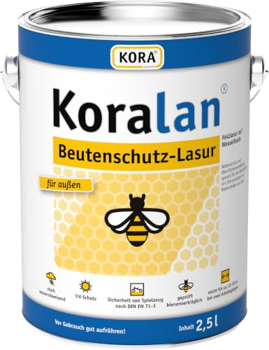 KORA® Koralan® Beutenschut-Lasur für Holz – Wetterfeste Lasur für Bienenbeuten & Bienenhäuser – UV-Schutz, wasserabweisend, bienenverträglich, auf Wasserbasis mit Wachsen (Kiefer, 0,75 Liter)