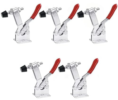 5 Stück GH-201 Kniehebelspanner Schnellspanner, 27KG Fassungsvermögen, Klemmhebel, Haltekraft Waagrechtspanner, Anti-Rutsch Knebelklemme Handwerkzeuge für handgefertigte Produkte, Schleifwerkzeugbau