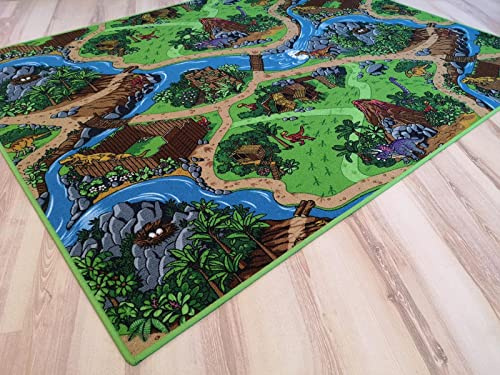 Teppich Janning Kinderteppich Dino grün bunt Spielteppich Dinosaurier (200 x 300 cm)