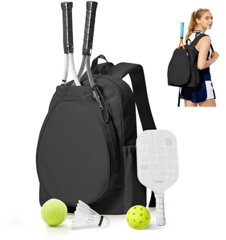 BJLFS Tennisrucksack,Tennistasche,Unisex Tennis Rucksack für Damen Herren,Schlägertasche Rucksack Tasche für Tennis Badminton,Tennisrucksack Sportrucksack,Backpack,Sporttasche,Schwarz