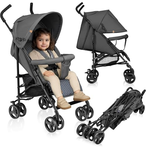 LIONELO Elia Buggy Klein Zusammenklappbar Kinderwagen Bis 15 Kg, Rücken Und Fußstützenverstellung Hinterradbremse, Moskitonetz, Einkaufskorb