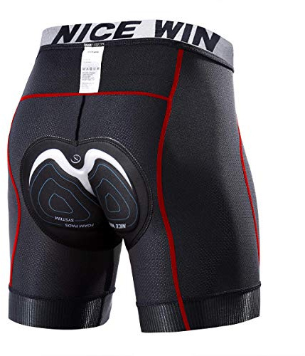 NICEWIN Radunterhose Herren mit Sitzpolster Radlerhose Unterwäsche 4D Gepolsterte Fahrradhose Kurz Atmungsaktive schnelltrocknende stoßfeste Herren Fahrrad Unterhose