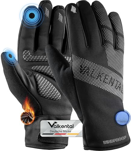 Valkental Winddichte Fahrradhandschuhe - Gepolstert & Griffig | Winterhandschuhe & Übergangshandschuhe [Herren & Damen] mit Touchscreen Funktion - GloRider