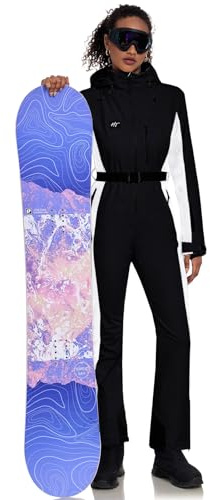 HOTIAN Damen Skianzug Damen Einteiler Skioverall Winter Warme Schnee Skifahren Winddicht Wasserdicht Outdoor Schneeoverall Jumpsuit Mit Kapuze Verdicken Schneeanzug Ski Suit Black M