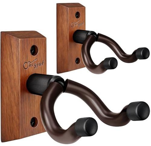Gitarrenwandaufhänger, 2 Stück Gitarrenwandhalterung, Gitarrenaufhänger Wandhaken Halter Ständer mit Schrauben, Hartholz Gitarre Wandhalterung Aufhänger für akustische E-Gitarre Bass Banjo Mandoline
