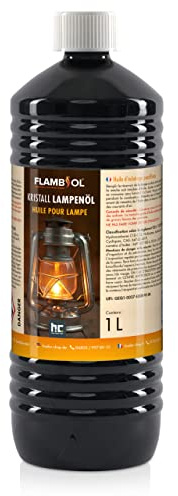 Höfer Chemie 1 Liter FLAMBIOL® Lampenöl hochrein geeignet für Öl-Lampen, Petroleum Lampen, Gartenfackeln & Sturmlaternen - Geruchlos, Rußfrei & mit Kindersicherheitsverschluß