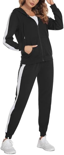 Parabler Jogginganzug Damen Trainingsanzug Zweiteiler Freizeitanzug Set | Trainingsanzug mit Tasche | Jacke Hose | Herbst Winter Frühling | Lässiger Sportanzug | Hausanzug