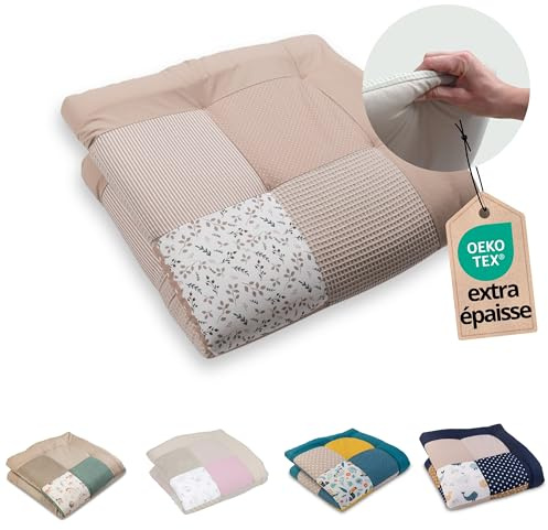 ULLENBOOM Krabbeldecke für Baby 100x100 cm – OEKO-TEX Materialien, Made in EU – Spieldecke Baby Gepolstert, Laufgittereinlage, Krabbelmatte & Spielteppich