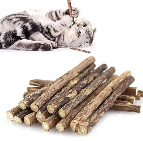 SeaMorn 30 Stück Matatabi Silvervine Kausticks, Katzenminze Spielzeug für Katzen, Matatabi Sticks, Zahnpflege & Mundgeruch, Natürlich Sicher