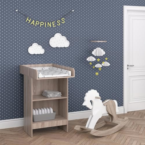 Vicco Wickelkommode Leo, Sonoma, 60 x 103 cm | mit offenem Regal und abnehmbarem Wickelaufsatz