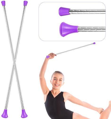 Leyndo Twirling Taktstock Unisex Kinder Gymnastik Tanz Taktstock Metall Taktstock Marching Band Taktstock Parade Taktstock für Talentshows, künstlerisches Tanzen, Taktstock Twirling (Lila, 61 cm)