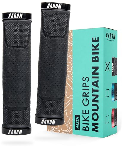 AARON MTB Fahrradgriffe mit Gel Auflagefläche - Lenkergriffe aus rutschfestem Gummi inkl. Lenkerendkappen - für Mountainbike, Downhill, Trekkingrad, E-Bike, Crossbike, Fixie, Dirt-Bike