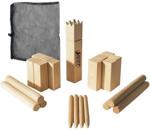 Best Sporting Nordmann-Schach Reise-Set | Kubb Spiel für Erwachsene & Kinder | Outdoor Wurfspiel aus Holz | Gesellschaftsspiel für Draußen | Kompaktes Holzspiel mit Tragetasche