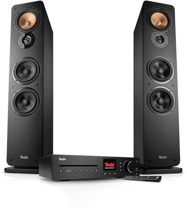 Teufel Ultima 40 Kombo 3 - HiFi Stereo Anlage mit Bluetooth und CD Receiver | WLAN, LAN, DAB+-FM Radio, USB-C, HDMI ARC CEC, 3-Wege-System, Umfangreiche Anschlussmöglichkeiten - Schwarz