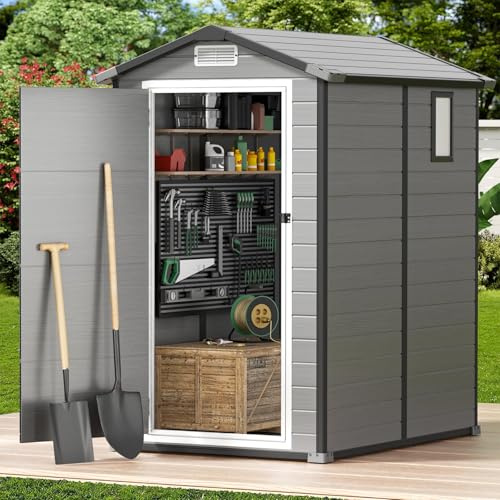GVDV Geräteschuppen Metall – Gerätehaus mit Belüftung & abschließbaren Türen 193 x 180 x 159 cm,Wetterfester Outdoor Geräteschrank für Garten,Terrasse & Hof – Für Fahrräder,Werkzeuge & Rasenmäher
