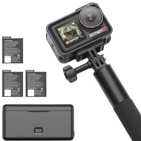 DJI Osmo Action 5 Pro Adventure Combo, Action Cam 4K mit 1/1.3 Sensor, 12 Std. verlängerte Akkulaufzeit mit 3 Akkus, Stabilisierung, Zwei OLED Touchscreens, Unterwasserkamera für Sport, Vlog