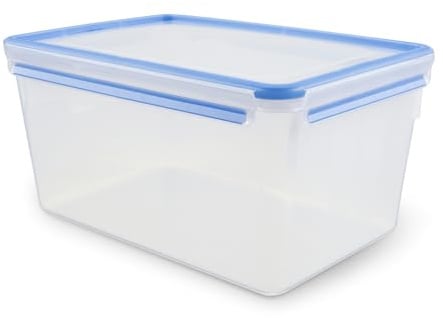 EMSA Clip & Close Frischhaltedose, rechteckig, 8 L, mit Deckel, Aufbewahrungsbox, 100 Prozent dicht, spülmaschinen-, gefrier-, mikrowellenfest, Transparent, Blau, Made in Germany, 508548