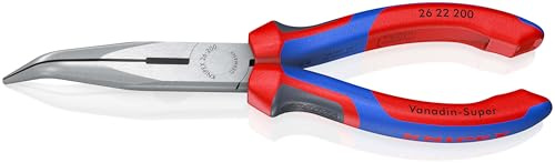 KNIPEX Flachrundzange mit Schneide (Storchschnabelzange) schwarz atramentiert mit Comfort-Griffen 200 mm, 26 22 200