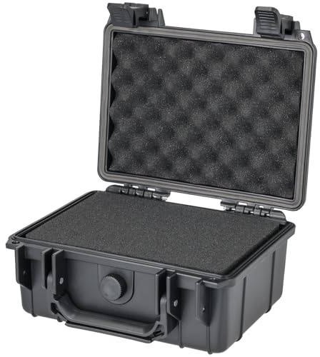 HMF ODK100 Outdoor-Fotokoffer, Transportkoffer mit Rasterschaumstoff | 23 x 19 x 11 cm