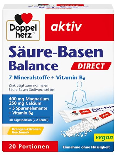 Doppelherz Säure-Basen Balance DIRECT - mit 7 Mineralstoffen und Vitamin B6-20 Portionen Micro-Pellets mit Orangen-Zitronen-Geschmack