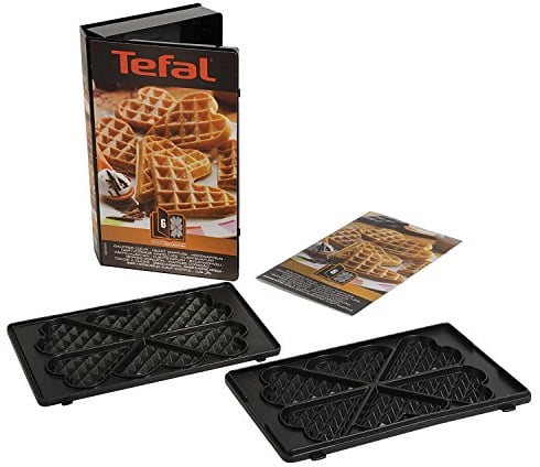 Tefal Platte Herzwaffeln Backform Nummer 6, passend für Tefal Snack Collection SW85XX, inklusive Rezeptbuch, praktische Aufbewahrungs-Box, spülmaschinengeeignet, schwarz, XA8006