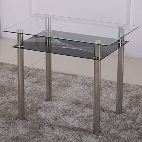 Euro Tische HOOZ Esstisch Glas mit 6mm Sicherheitsglas & Facettenschliff - Glastisch als Esszimmertisch/Küchentisch (90x60x75cm, schwarz)